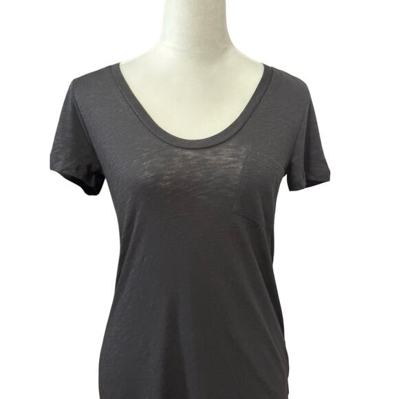 Caslon T-Shirt Scoop Neckline Short Sleeves Cut Cotton Modal Blend Black XS NWOT - Picture 2 of 8